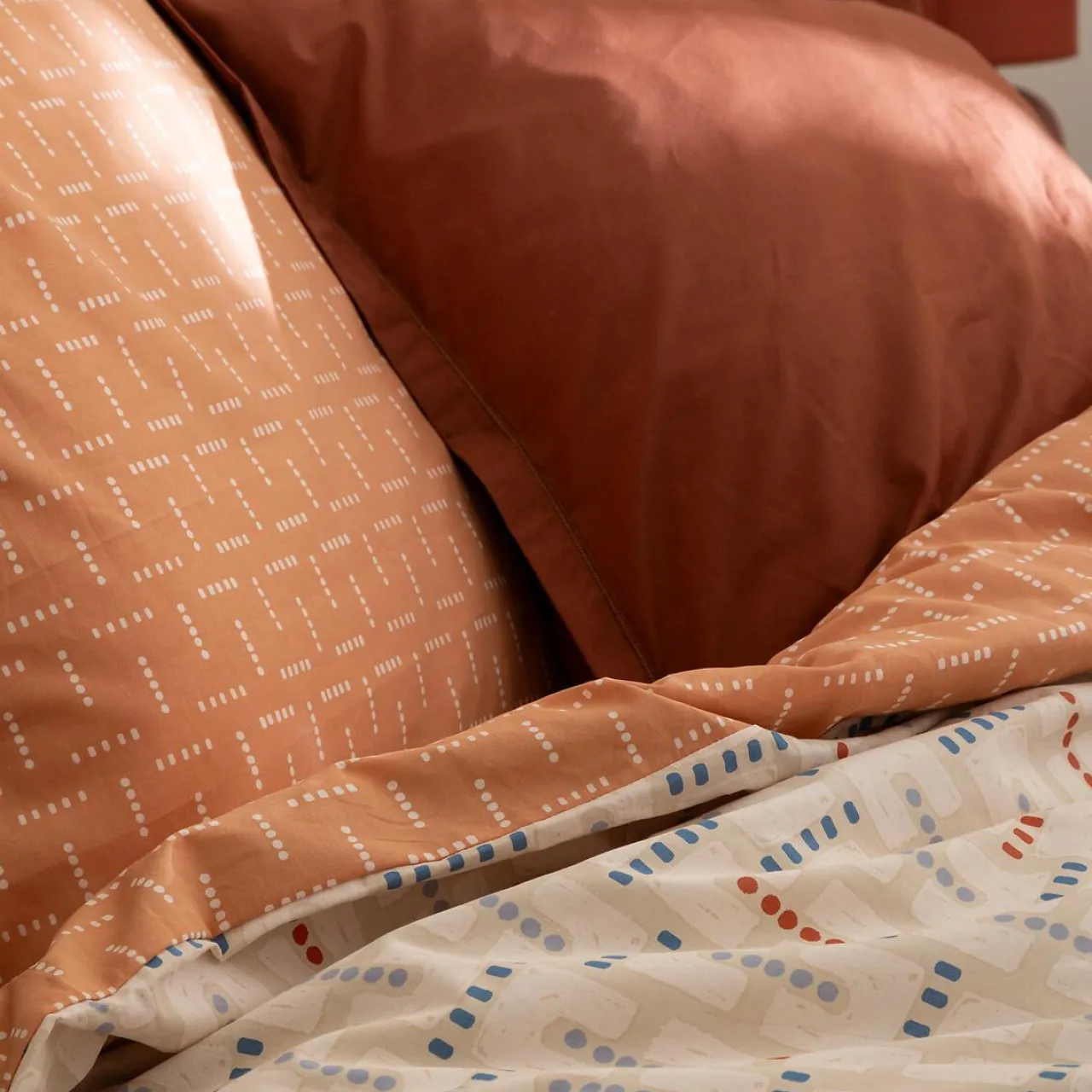 Parure De Lit|Housse De Couette|Atmosphera, cru017dateur d'intu017drieur Housse de couette et deux taies coton (240 x 220 cm) Posei Multicolore