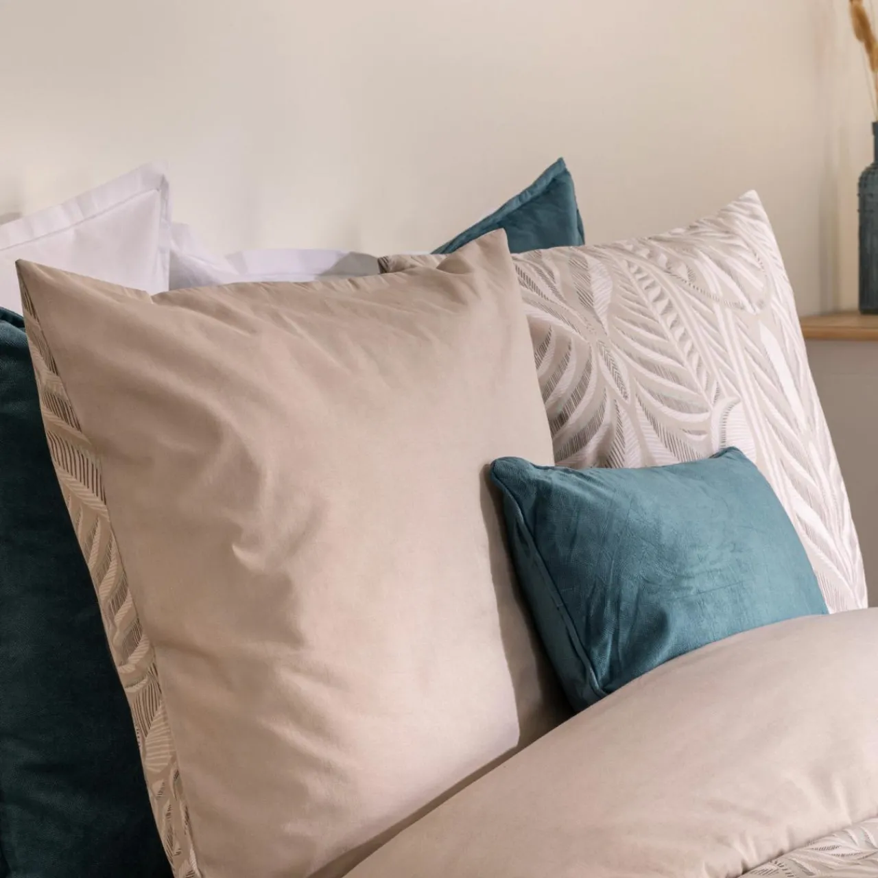 Parure De Lit|Housse De Couette|ATMOSPHERA Housse de couette et deux taies coton (240 x 220 cm) Nalh Beige