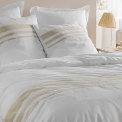 Parure De Lit|Housse De Couette|DOUCEUR D'INTERIEUR Housse de couette et deux taies coton (240 x 220 cm) Margaux he Blanc