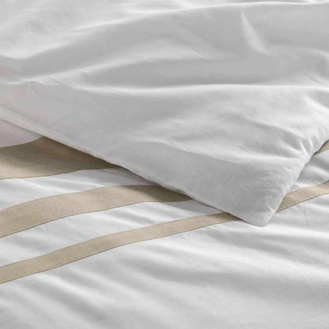 Parure De Lit|Housse De Couette|DOUCEUR D'INTERIEUR Housse de couette et deux taies coton (240 x 220 cm) Margaux he Blanc