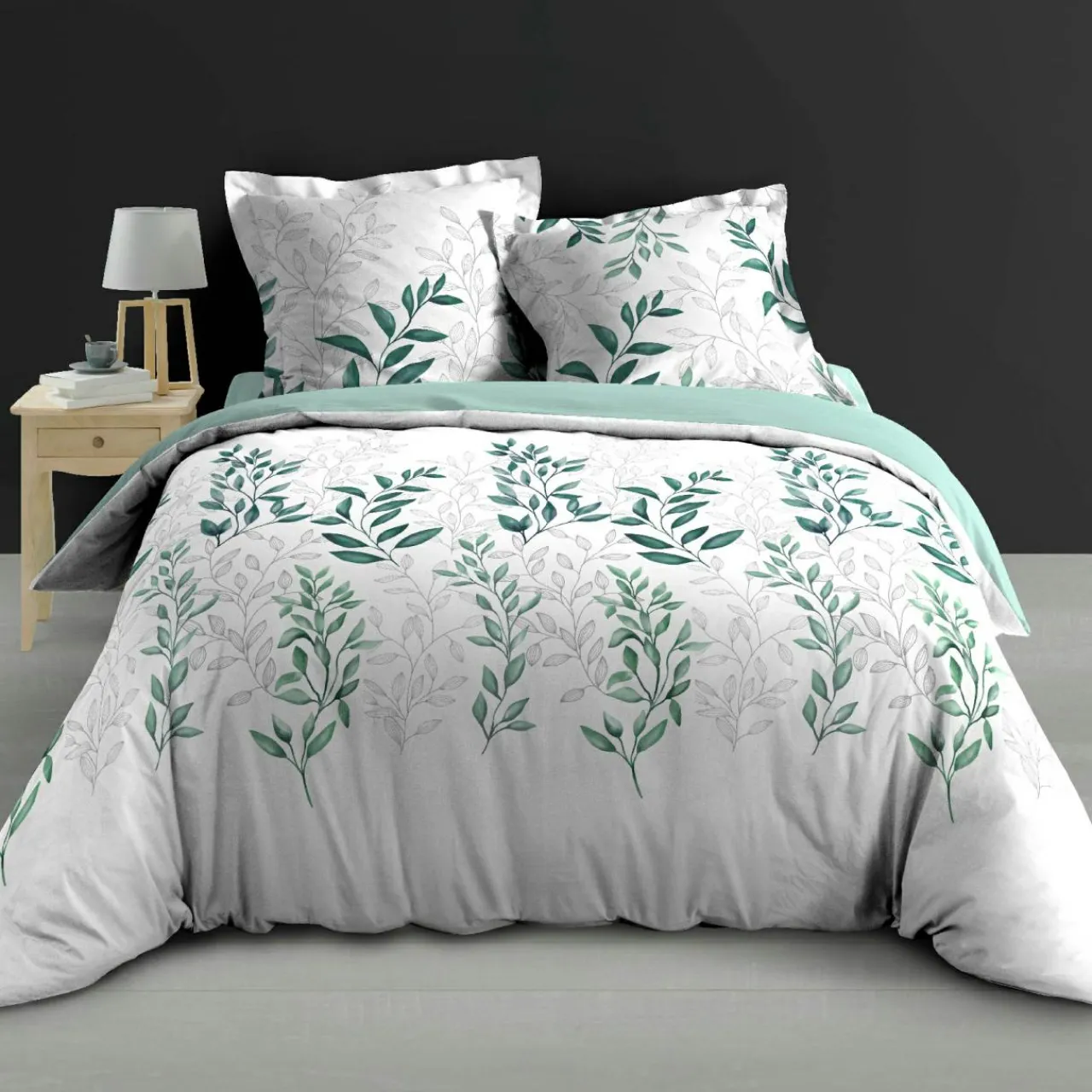 Parure De Lit|Housse De Couette|douceur d'intu017drieur Housse de couette et deux taies d'oreiller percale de coton (260 x 240 cm) Wendy e Vert