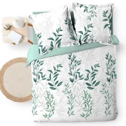 Parure De Lit|Housse De Couette|douceur d'intu017drieur Housse de couette et deux taies d'oreiller percale de coton (260 x 240 cm) Wendy e Vert