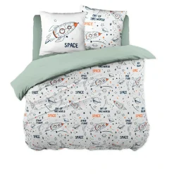 Linge De Lit Enfant|Linge De Lit Enfant|l'Effet Papillon Housse de couette et deux taies enfant coton (200 x 200 cm) Galaxie he Blanc