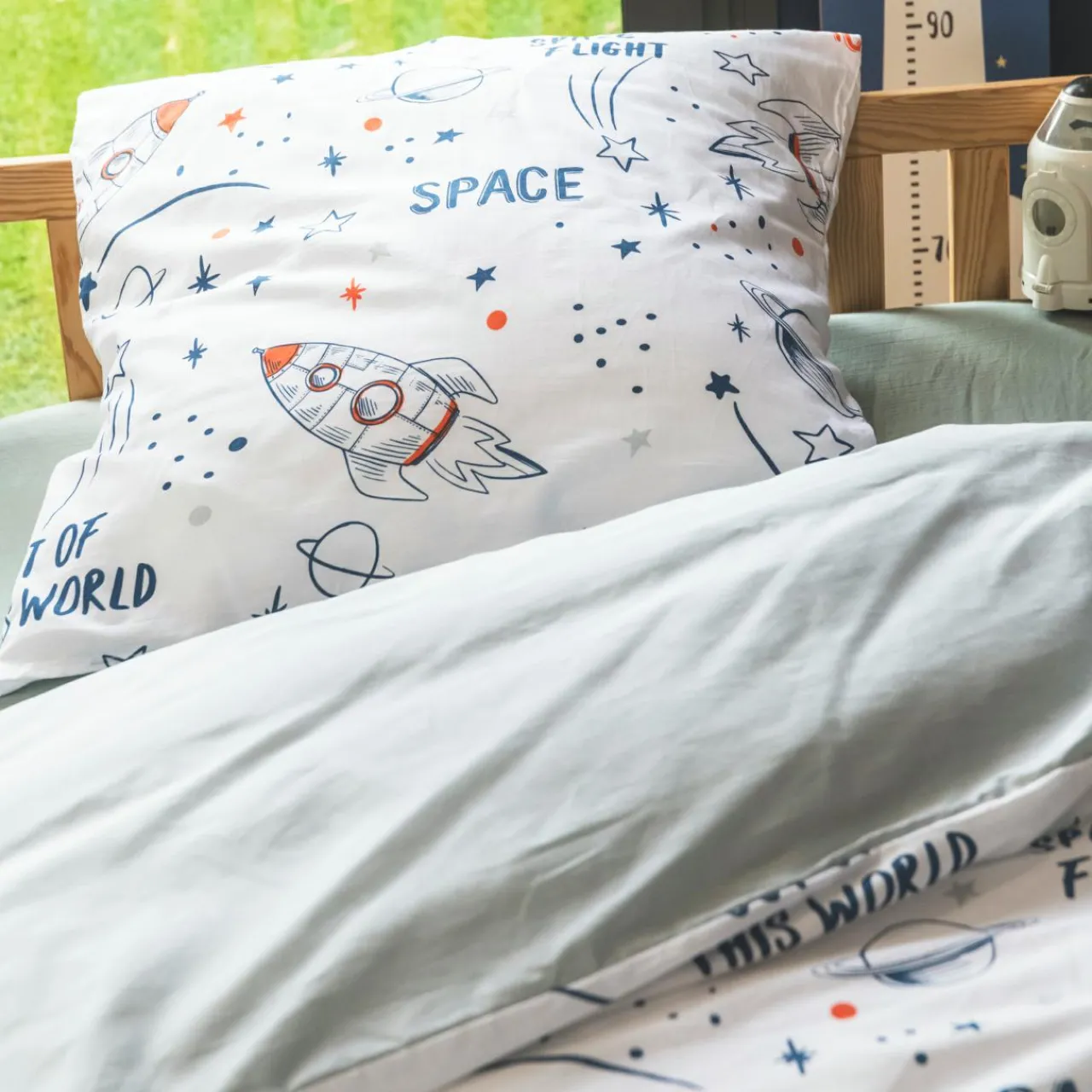 Linge De Lit Enfant|Linge De Lit Enfant|l'Effet Papillon Housse de couette et deux taies enfant coton (200 x 200 cm) Galaxie he Blanc