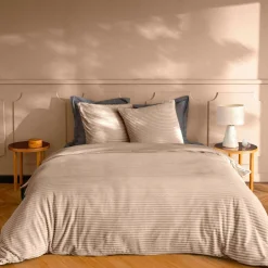 Parure De Lit|Housse De Couette|douceur d'intu017drieur Housse de couette et deux taies d'oreiller flanelle (240 x 220 cm) Veloutea sable Beige