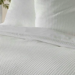 Parure De Lit|Housse De Couette|douceur d'intu017drieur Housse de couette et deux taies d'oreiller effet nid d'abeille (240 x 220 cm) Abelia Blanc