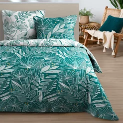 Parure De Lit|STOF Housse de couette et deux taies d'oreiller en coton (260 x 240 cm) Douala Bleu pétrole