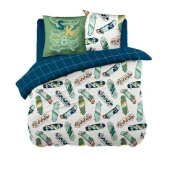 Linge De Lit Enfant|Linge De Lit Enfant|l'Effet Papillon Housse de couette et deux taies enfant coton (200 x 200 cm) California Bleu