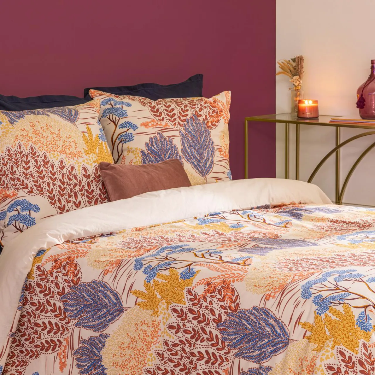 Parure De Lit|Housse De Couette|Atmosphera, cru017dateur d'intu017drieur Housse de couette et deux taies coton (240 x 220 cm) Walaa Multicolore