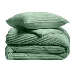Parure De Lit|Housse De Couette|douceur d'intu017drieur Housse de couette et deux taies d'oreiller flanelle (240 x 220 cm) Veloutea cédre Vert