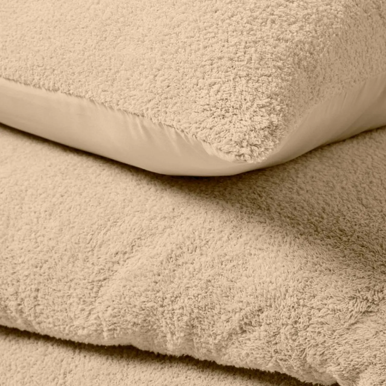 Parure De Lit|Housse De Couette|douceur d'intu017drieur Housse de couette et deux taies d'oreiller bouclette (240 x 220 cm) Helena sable Beige