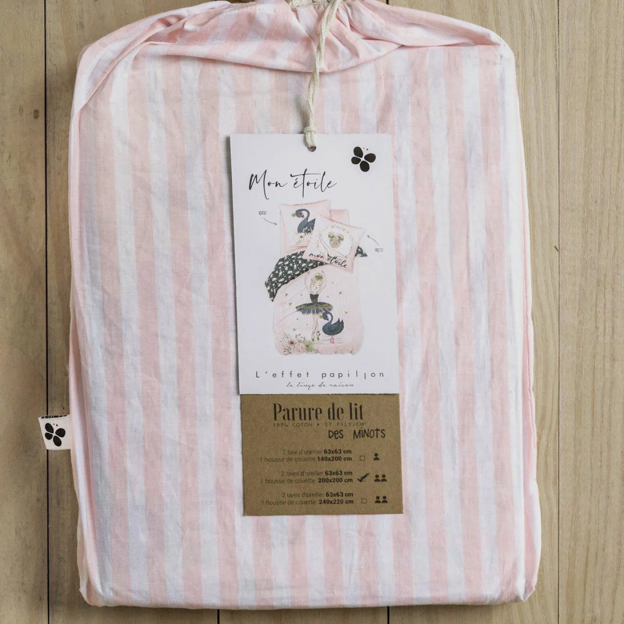 Linge De Lit Enfant|Linge De Lit Enfant|L'EFFET PAPILLON Housse de couette et deux taies enfant coton (200 x 200 cm) Mon étoile Rose