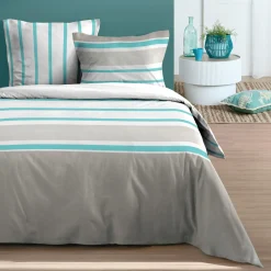 Parure De Lit|STOF Housse de couette et deux taies d'oreiller en coton (240 x 220 cm) Barbade Vert céladon