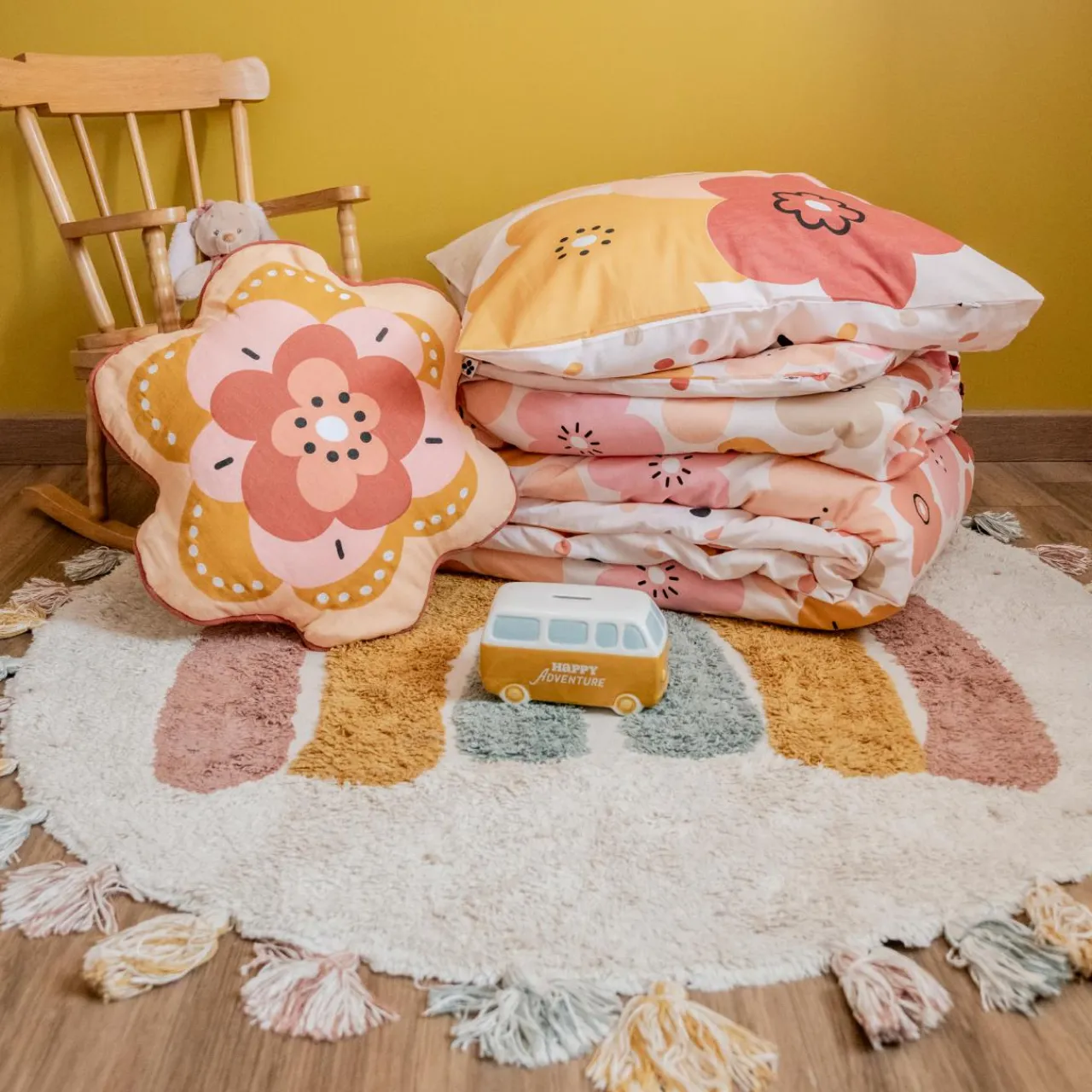 Linge De Lit Enfant|Linge De Lit Enfant|l'Effet Papillon Housse de couette et deux taies enfant coton (200 x 200 cm) Barbotine Multicolore