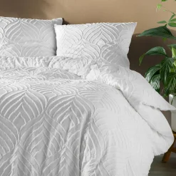 Parure De Lit|Housse De Couette|douceur d'intu017drieur Housse de couette et deux taies microfibre tuftée (260 x 240 cm) Heltie he Blanc