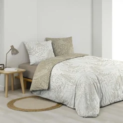 Parure De Lit|Housse De Couette|DOUCEUR D'INTERIEUR Housse de couette et deux taies coton (260 x 240 cm) Cassia Beige