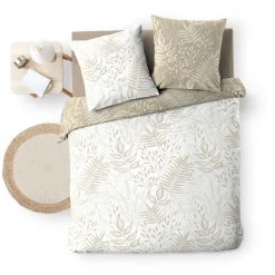 Parure De Lit|Housse De Couette|DOUCEUR D'INTERIEUR Housse de couette et deux taies coton (260 x 240 cm) Cassia Beige
