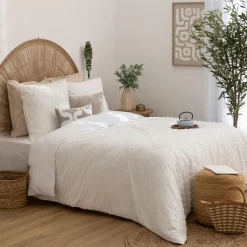 Parure De Lit|Housse De Couette|Atmosphera, cru017dateur d'intu017drieur Housse de couette et deux taies microfibre (260 x 240 cm) Edie he Blanc