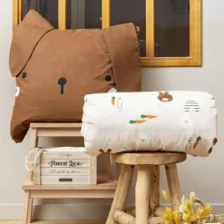 Linge De Lit Enfant|Linge De Lit Enfant|L'EFFET PAPILLON Housse de couette et deux taies enfant coton (240 x 220 cm) Pompon Marron