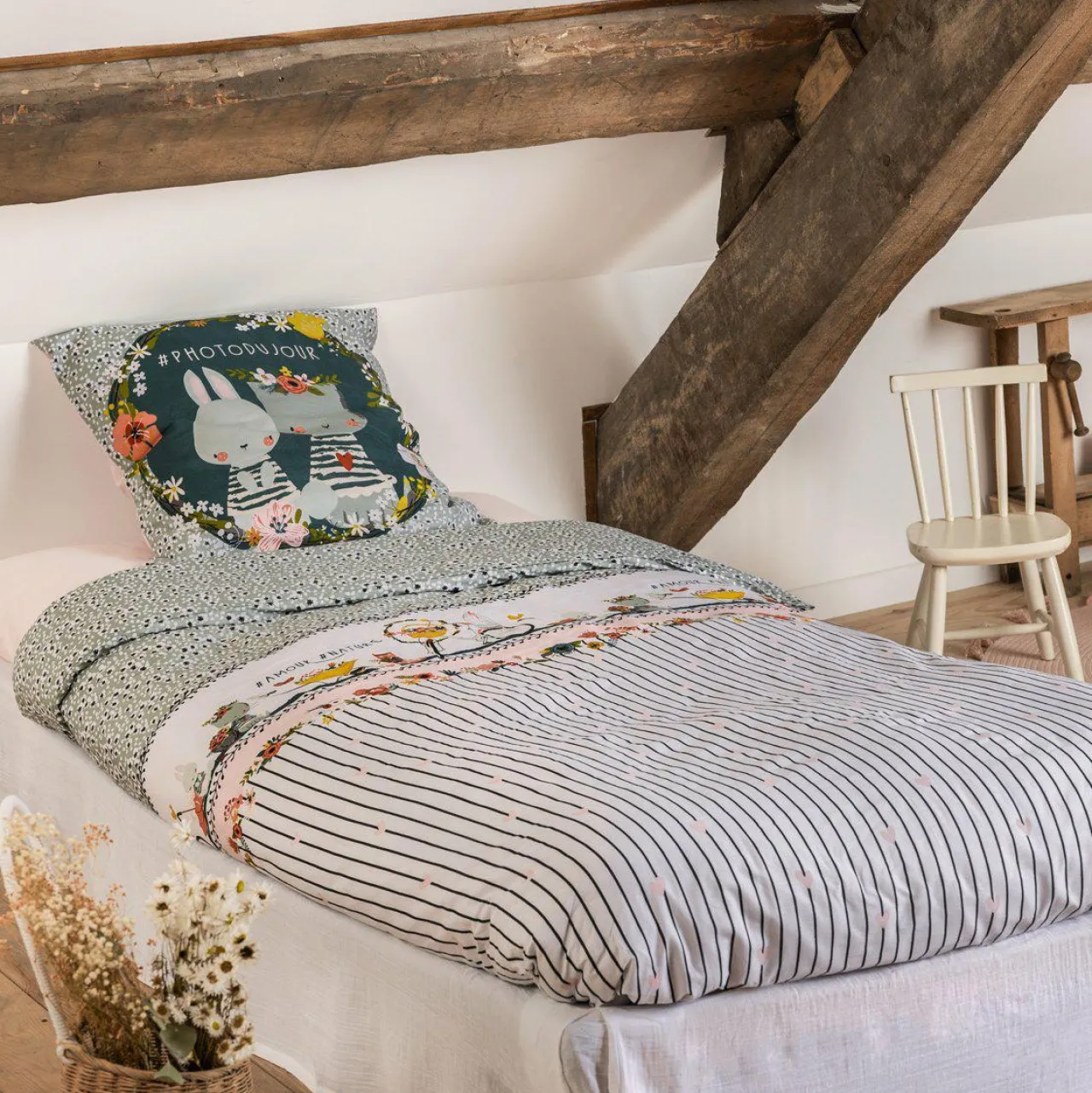 Linge De Lit Enfant|Linge De Lit Enfant|L'EFFET PAPILLON Housse de couette et deux taies enfant coton (240 x 220 cm) Jardinage Multicolore