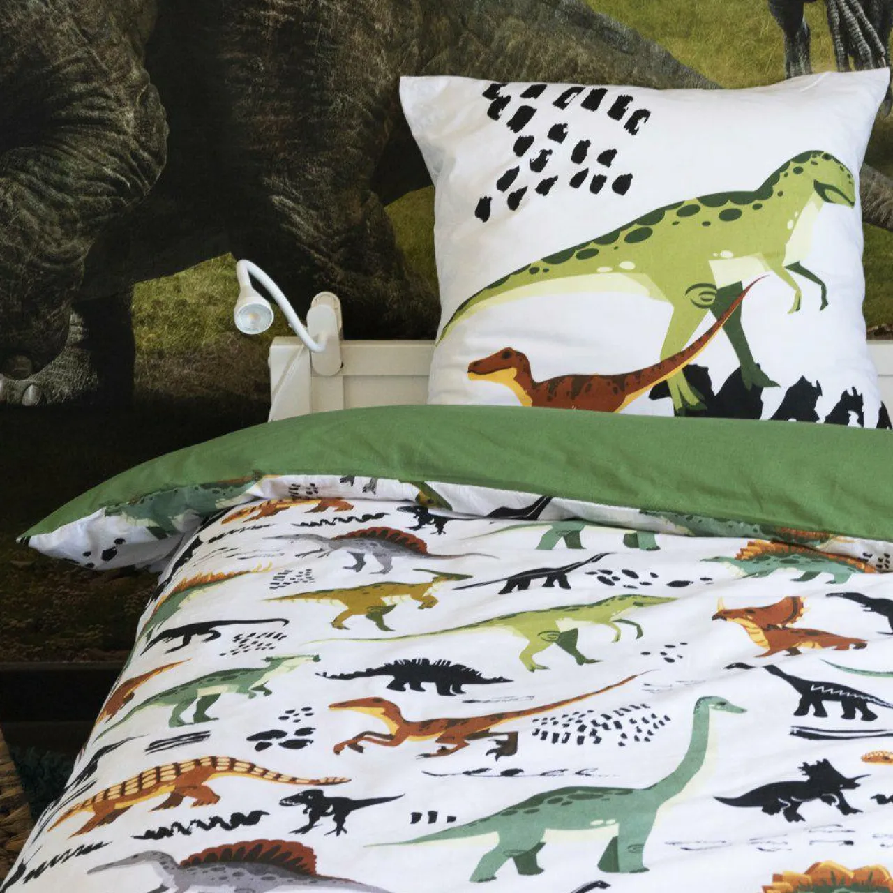 Linge De Lit Enfant|Linge De Lit Enfant|L'EFFET PAPILLON Housse de couette et deux taies enfant coton (240 x 220 cm) Cretace e Vert