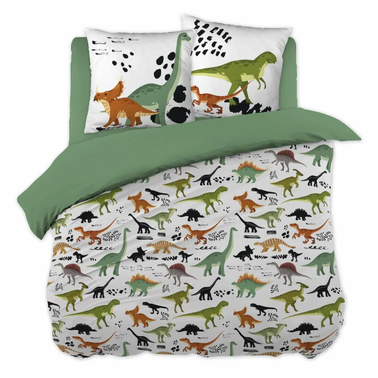 Linge De Lit Enfant|Linge De Lit Enfant|L'EFFET PAPILLON Housse de couette et deux taies enfant coton (240 x 220 cm) Cretace e Vert