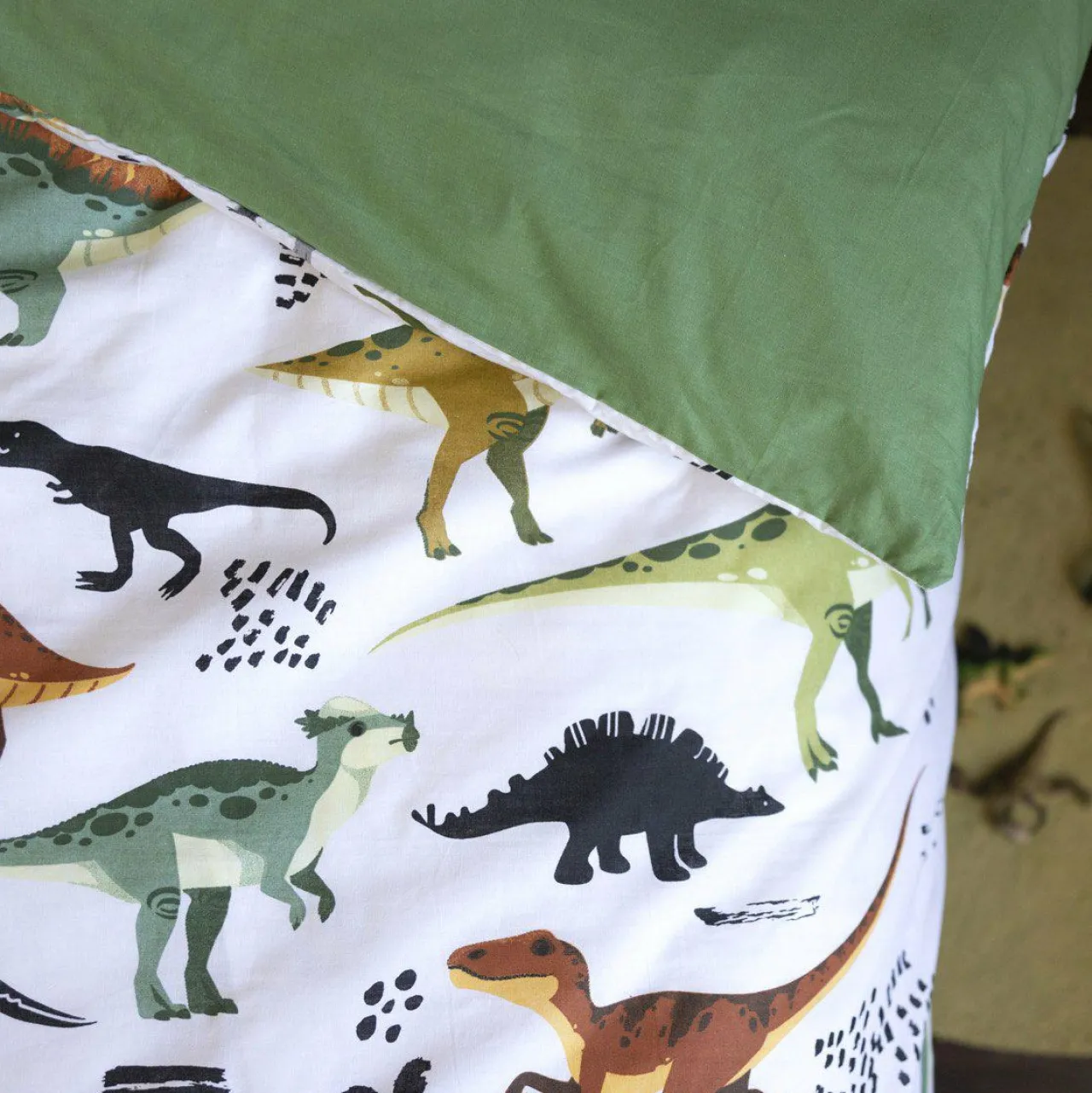 Linge De Lit Enfant|Linge De Lit Enfant|L'EFFET PAPILLON Housse de couette et deux taies enfant coton (240 x 220 cm) Cretace e Vert