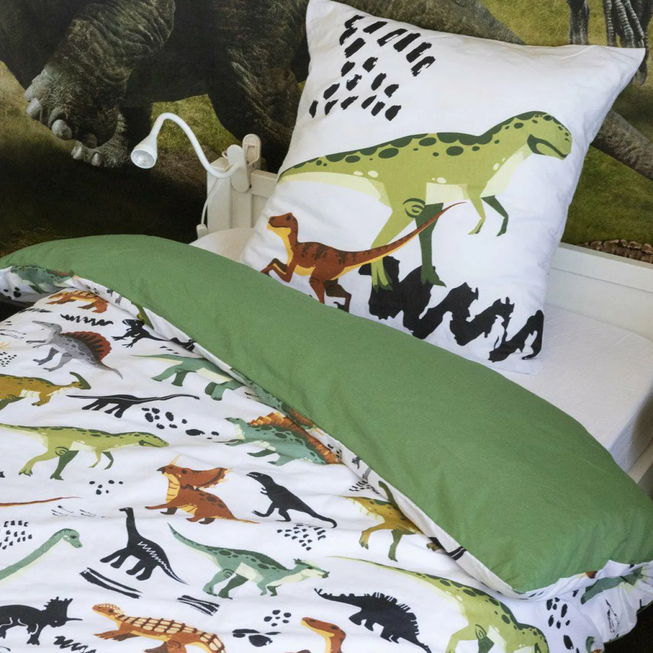 Linge De Lit Enfant|Linge De Lit Enfant|L'EFFET PAPILLON Housse de couette et deux taies enfant coton (200 x 200 cm) Cretace e Vert