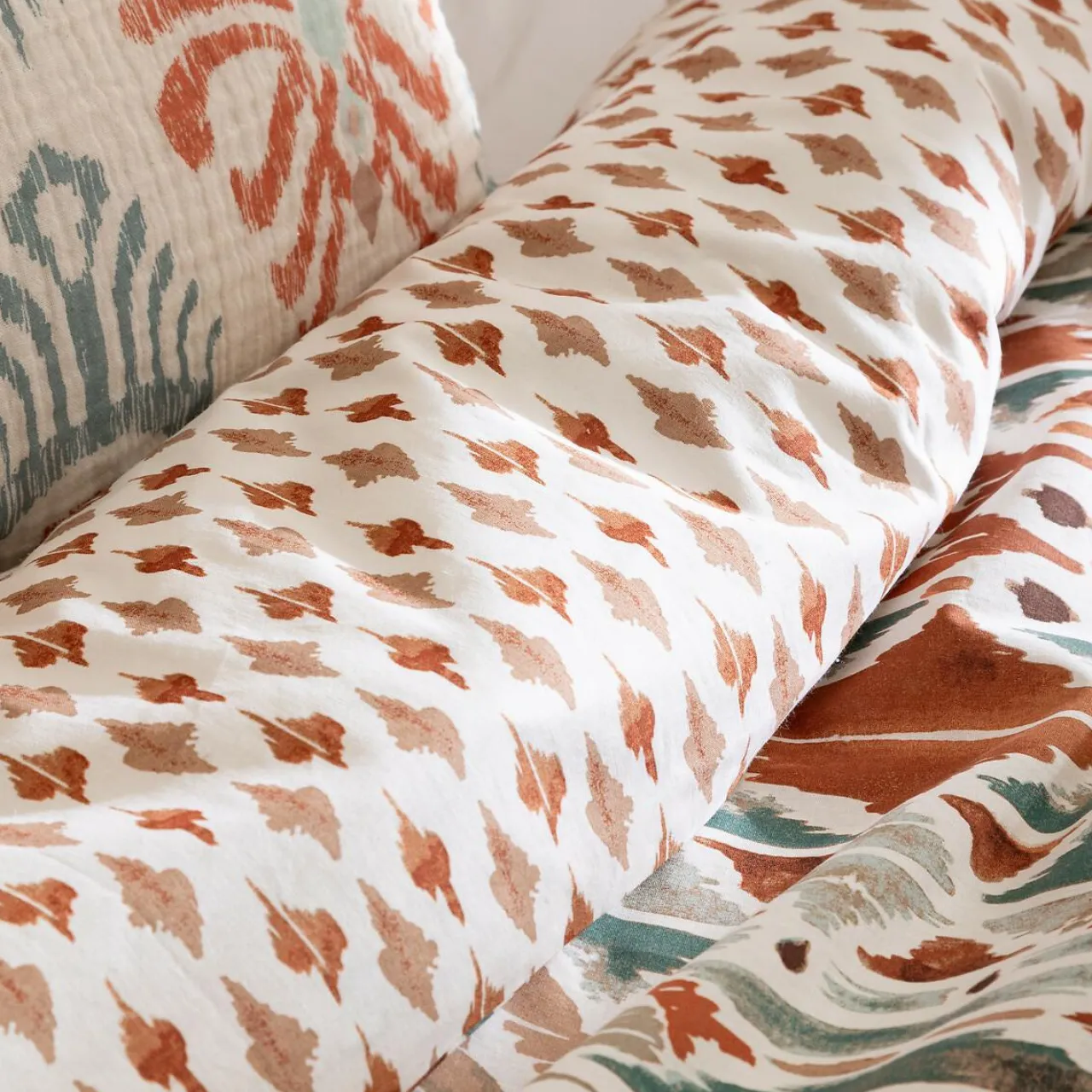 Parure De Lit|Housse De Couette|Atmosphera, cru017dateur d'intu017drieur Housse de couette et deux taies coton (240 x 220 cm) Ikat Multicolore