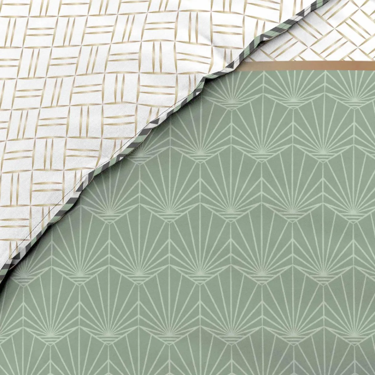 Parure De Lit|Housse De Couette|DOUCEUR D'INTERIEUR Housse de couette et deux taies percale de coton (260 x 240 cm) Belor e Vert