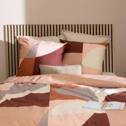Parure De Lit|Housse De Couette|Atmosphera, cru017dateur d'intu017drieur Housse de couette et deux taies percale de coton (240 x 220 cm) Tatia Terracotta