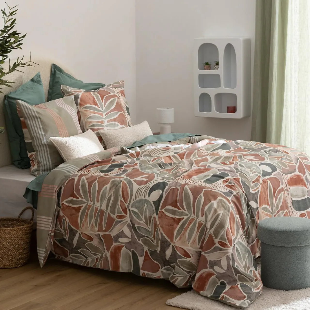 Parure De Lit|Housse De Couette|Atmosphera, cru017dateur d'intu017drieur Housse de couette et deux taies coton (240 x 220 cm) Alvaro Multicolore