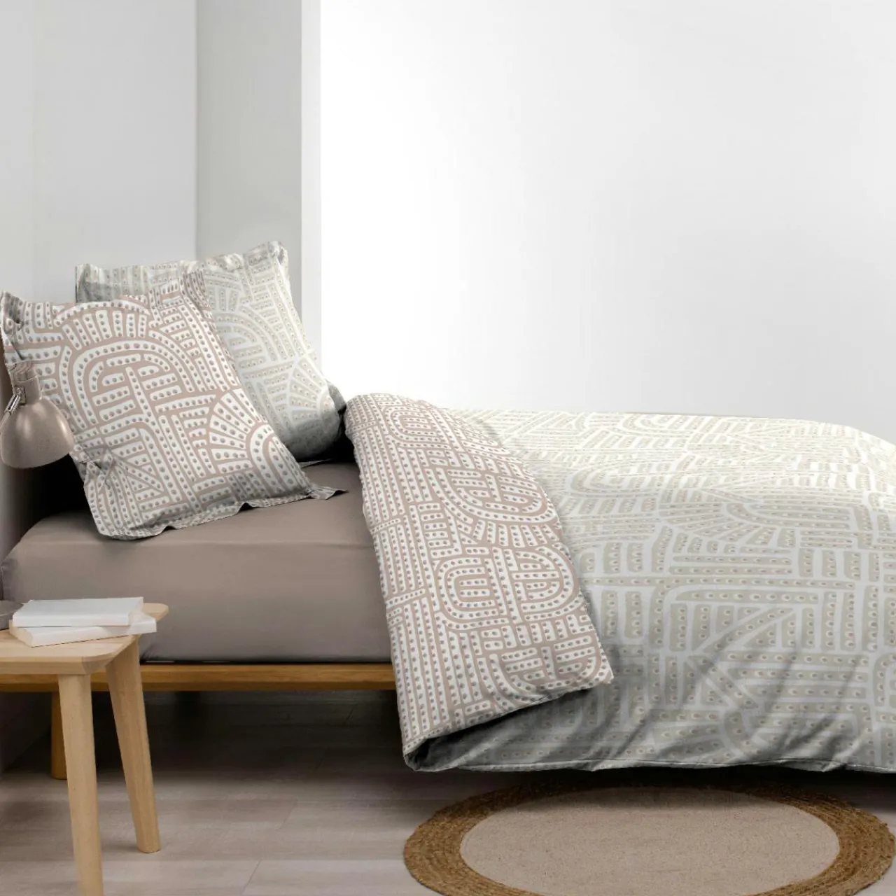 Parure De Lit|Housse De Couette|douceur d'intu017drieur Housse de couette et deux taies d'oreiller percale de coton (240 x 220 cm) Eliot Beige