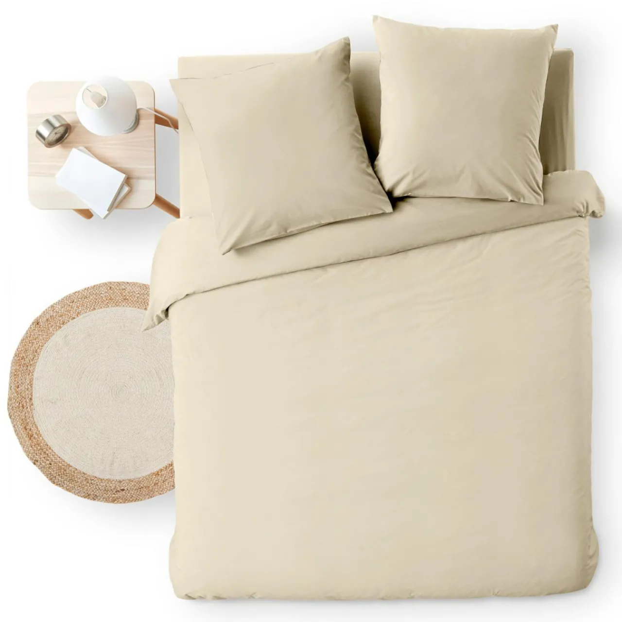 Parure De Lit|Housse De Couette|douceur d'intu017drieur Housse de couette et deux taies d'oreiller coton (260 x 240 cm) Meline sable Beige