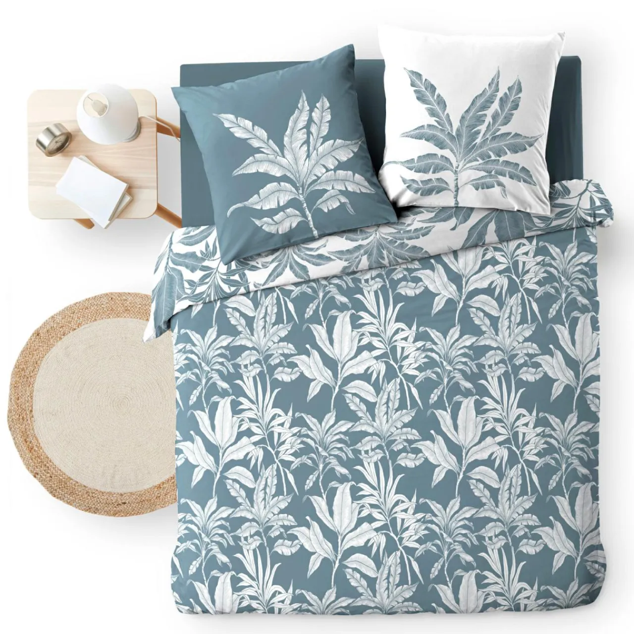 Parure De Lit|Housse De Couette|douceur d'intu017drieur Housse de couette et deux taies d'oreiller en coton (240 x 220 cm) Hera Bleu