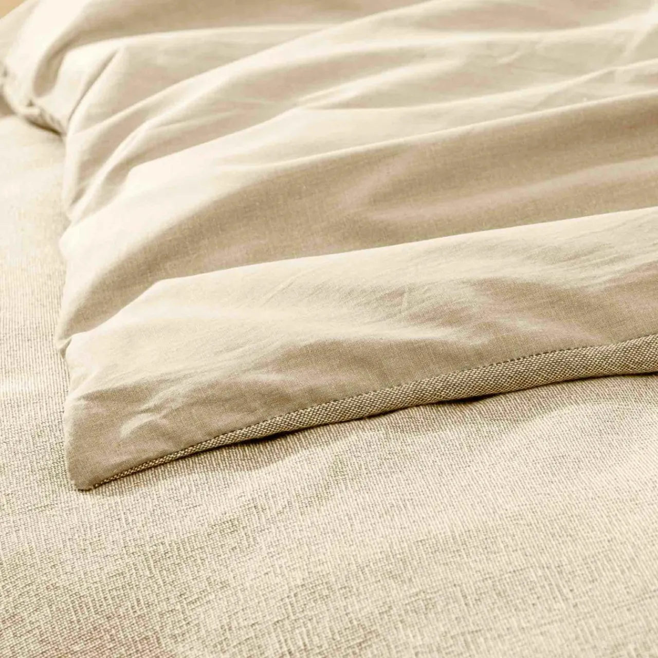 Parure De Lit|Housse De Couette|douceur d'intu017drieur Housse de couette et deux taies d'oreiller coton (240 x 220 cm) Meline sable Beige