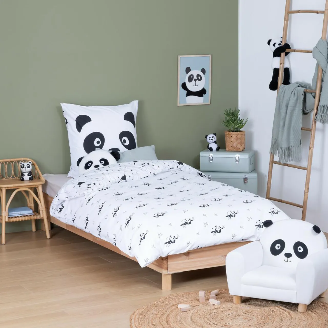 Linge De Lit Enfant|Linge De Lit Enfant|Atmosphera cru017dateur d'intu017drieur for kids Housse de couette et une taie enfant coton (140 x 200 cm) Panda e Noir