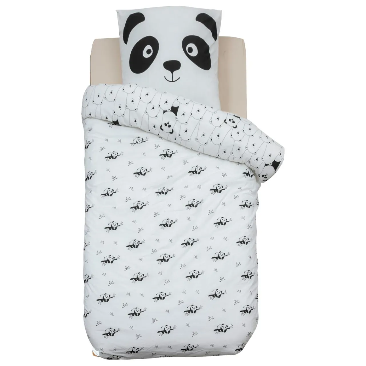 Linge De Lit Enfant|Linge De Lit Enfant|Atmosphera cru017dateur d'intu017drieur for kids Housse de couette et une taie enfant coton (140 x 200 cm) Panda e Noir