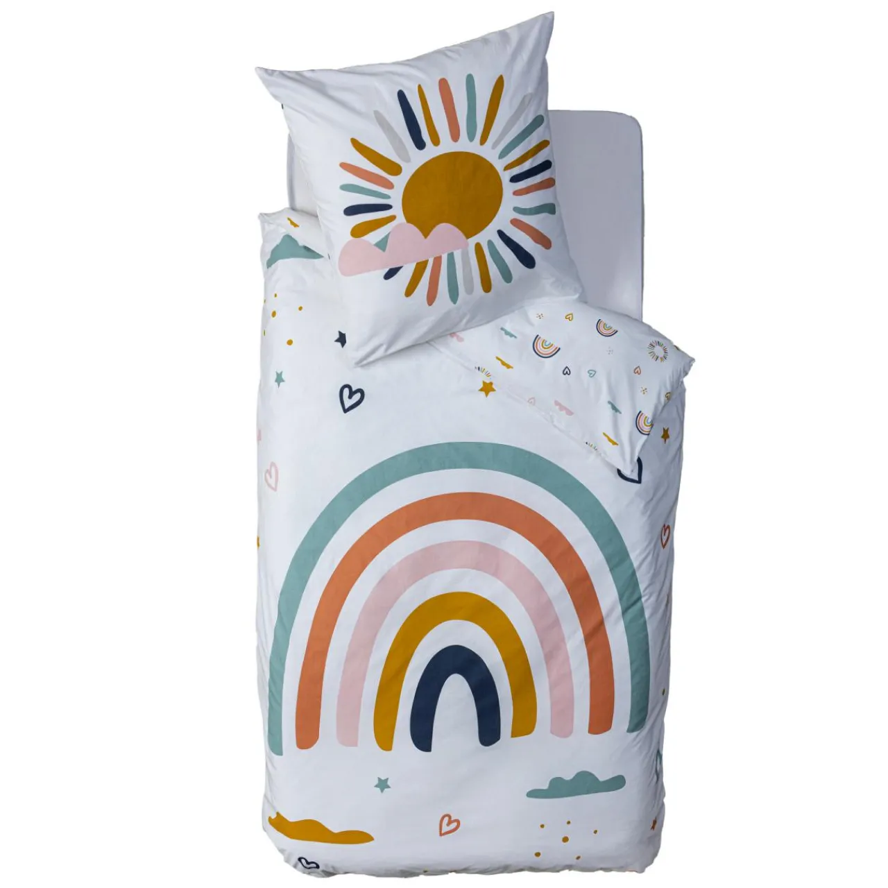 Linge De Lit Enfant|Linge De Lit Enfant|ATMOSPHERA Housse de couette et une taie enfant coton (140 x 200 cm) Arc-en-ciel Multicolore
