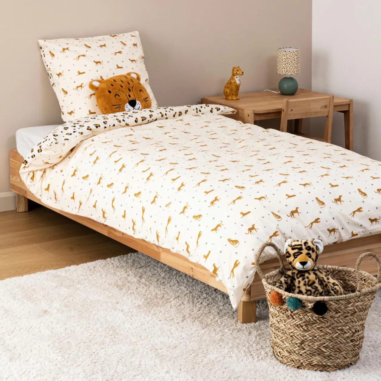 Linge De Lit Enfant|Linge De Lit Enfant|Atmosphera cru017dateur d'intu017drieur for kids Housse de couette et une taie enfant coton (140 x 200 cm) Léopard Multicolore