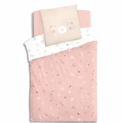 Linge De Lit Enfant|Linge De Lit Enfant|Atmosphera createur d'interieur for kids Housse de couette et une taie enfant coton (140 x 200 cm) Chat Rose