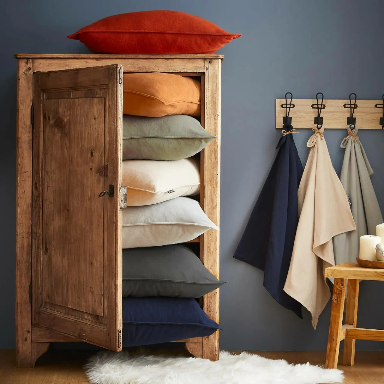 Housse De Couette|EMINZA Housse de couette flanelle de coton (200 x 200 cm) Nina Gris Anthracite