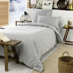 Housse De Couette|EMINZA Housse de couette flanelle de coton (140 x 200 cm) Nina Gris clair