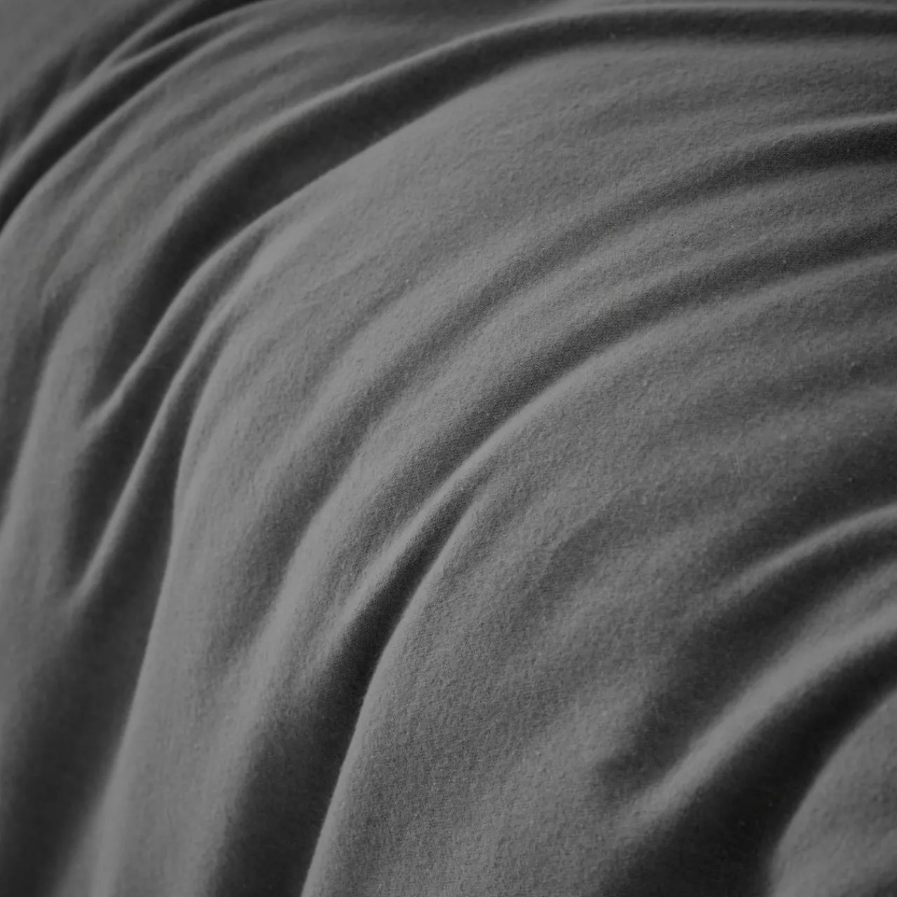 Housse De Couette|EMINZA Housse de couette flanelle de coton (140 x 200 cm) Nina Gris Anthracite