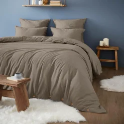 Housse De Couette|EMINZA Housse de couette flanelle de coton (200 x 200 cm) Nina Ficelle