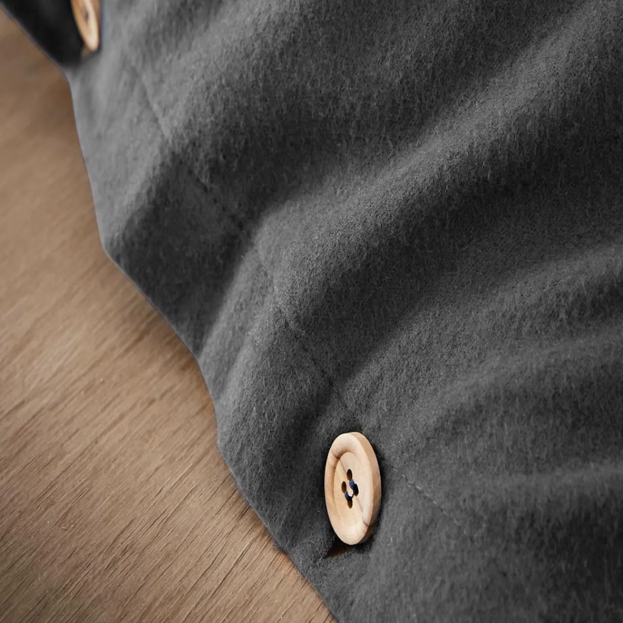 Housse De Couette|EMINZA Housse de couette flanelle de coton (240 x 220 cm) Nina Gris Anthracite