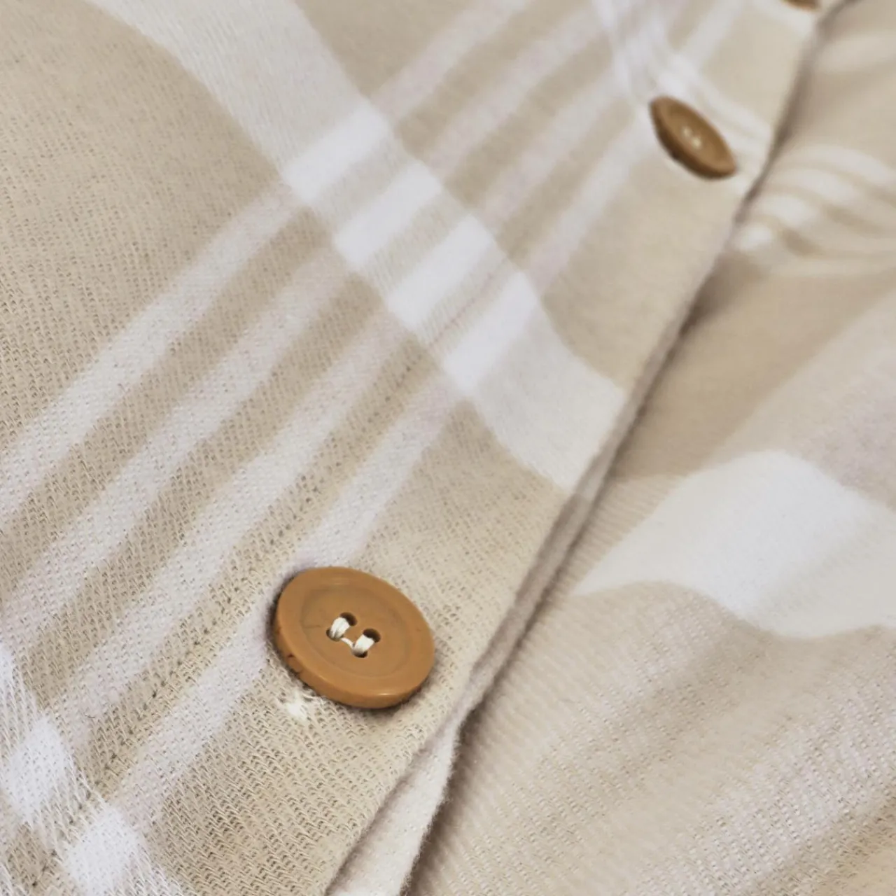 Housse De Couette|EMINZA Housse de couette flanelle de coton (280 x 240 cm) Nina carreaux Beige Carreau Beige