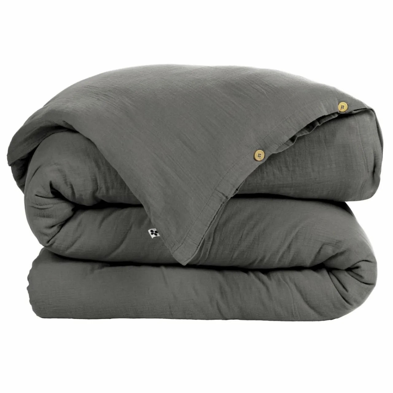 Housse De Couette|EMINZA Housse de couette gaze de coton (260 x 240 cm) Gaïa Gris granit Gris foncé