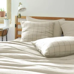 Housse De Couette|EMINZA Housse de couette gaze de coton (260 x 240 cm) Gaïa Match pampa Beige