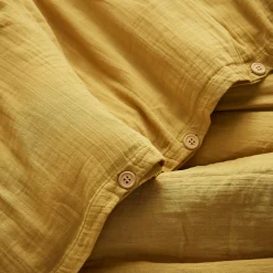 Housse De Couette|EMINZA Housse de couette gaze de coton (240 x 220 cm) Gaïa Jaune safran